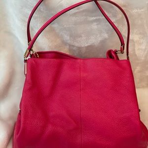 Pink pebble leather Coach handbag